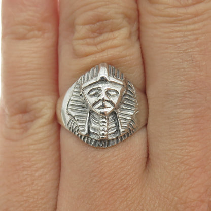 925 Sterling Silver Vintage Egyptian Pharaoh Ring Size 7