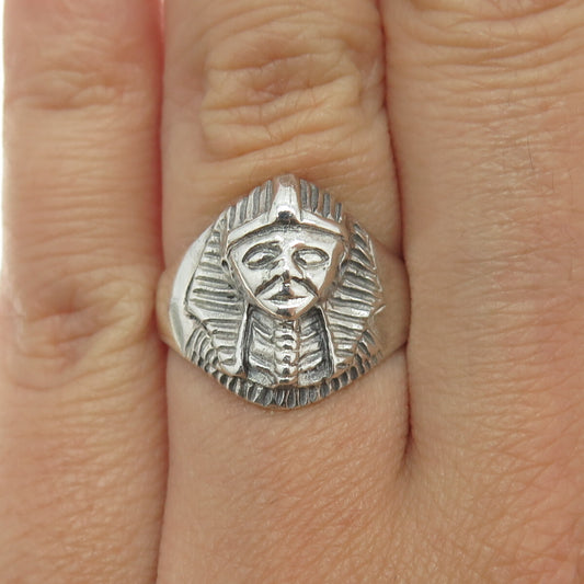 925 Sterling Silver Vintage Egyptian Pharaoh Ring Size 7