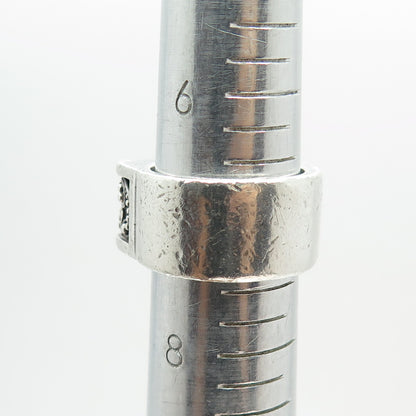 LOIS HILL 925 Sterling Silver Vintage Granulated Scroll Oxidized Ring Size 7.5