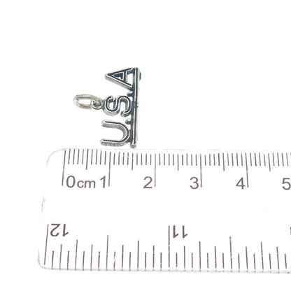 925 Sterling Silver Vintage USA Oxidized Minimalist Charm Pendant