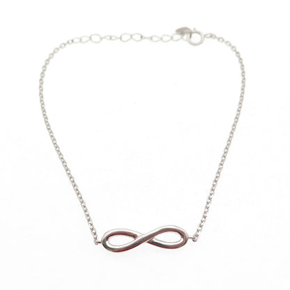 925 Sterling Silver Infinity Cable Link Anklet / Bracelet 6.5-8"