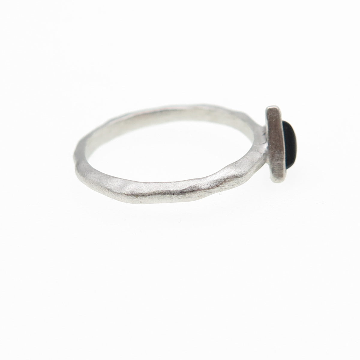 925 Sterling Silver Real Black Onyx Triangle Ring Size 5.5