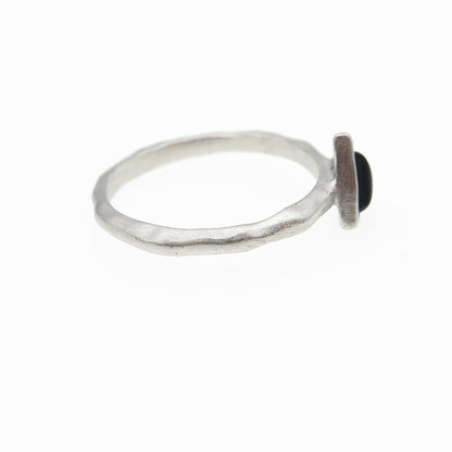 925 Sterling Silver Real Black Onyx Triangle Ring Size 5.5