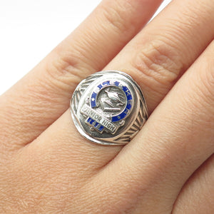REED & CO Sterling Silver Vintage Enamel JHS 185 Edward Bleeker Ring Size 6.75