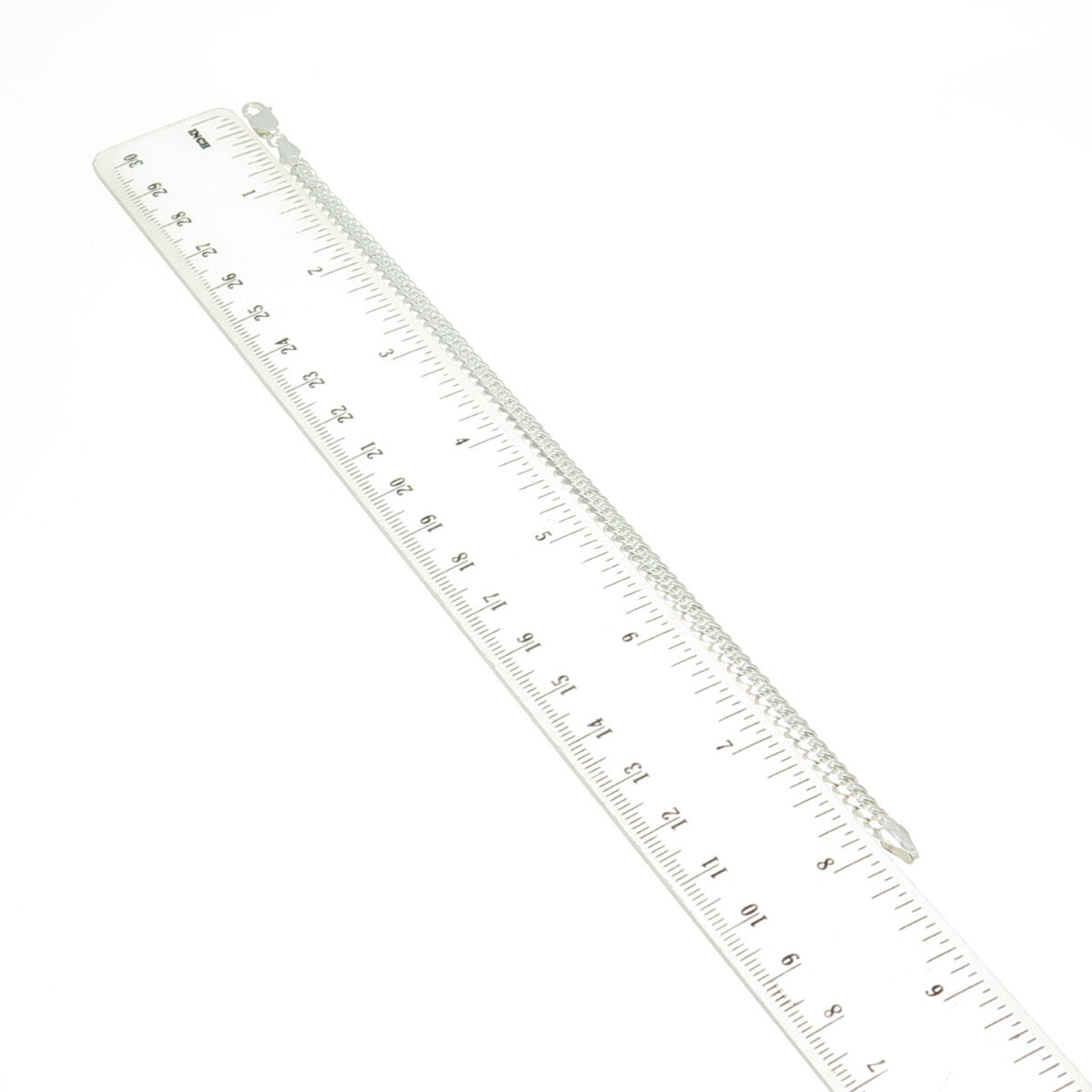 925 Sterling Silver Italy Flat Curb Link Bracelet 8"