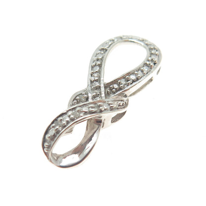 925 Sterling Silver Real Round-Cut Diamond Infinity Pendant