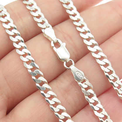 925 Sterling Silver Italy Cuban Chain Necklace 18"