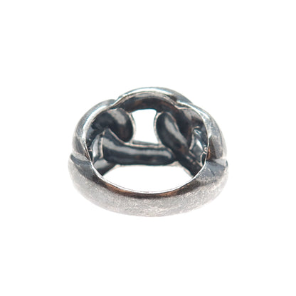 925 Sterling Silver Vintage Modernist Cable Link Oxidized Ring Size 6.25
