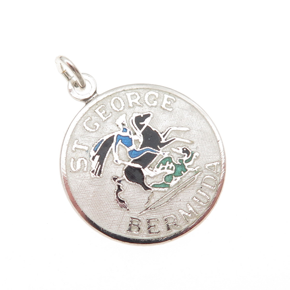 Breadner Co. 925 Sterling Silver Vintage Enamel St. George Bermuda Charm Pendant