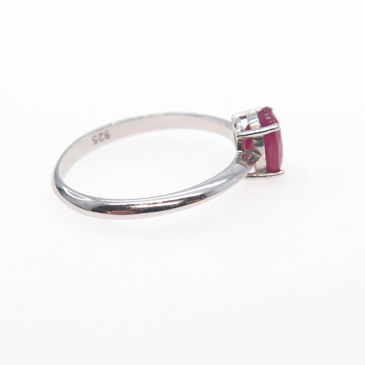 925 Sterling Silver Real Oval-Cut Ruby Ring Size 7.25