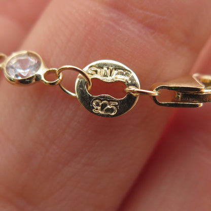925 Sterling Silver Gold Plated Round-Cut C Z Bracelet 8.25"