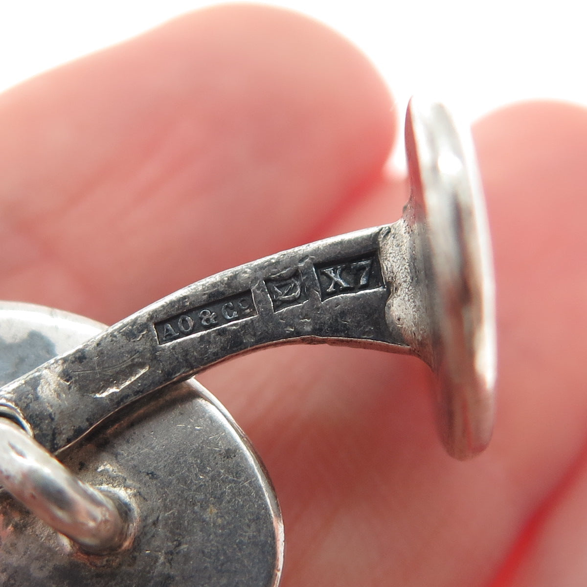 AO & CO. 925 Sterling Silver Antique 1924 Sweden Engraved LA Monogram Cufflinks