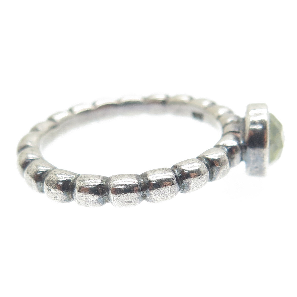 PANDORA 925 Sterling Silver Clear Crystal Beaded Ring Size 8.5