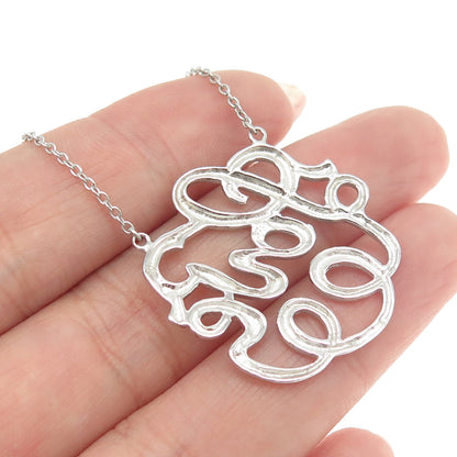 925 Sterling Silver Round-Cut C Z "LOVE" Cable Chain Necklace 16-18"