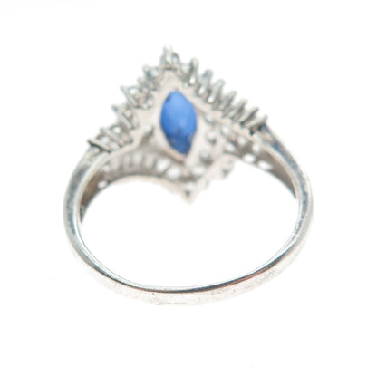 JH YOUNG Sterling Silver Lab-Created Sapphire & Real White Topaz Ring Size 9.25