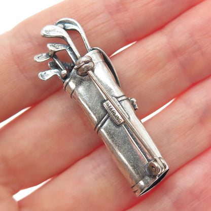BEAU 925 Sterling Silver Vintage Golf Club Oxidized Pin Brooch