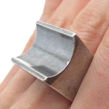 925 Sterling Silver Vintage 2003 PS London Modernist Oxidized Ring Size 11