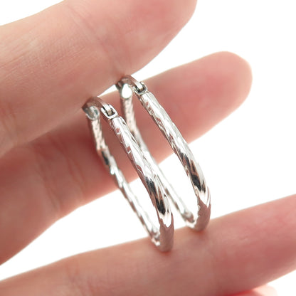 925 Sterling Silver Twisted Square Hoop Earrings