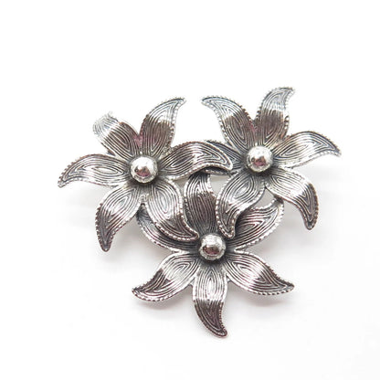 925 Sterling Silver Antique Art Deco Beau Flower Blossom Pin Brooch