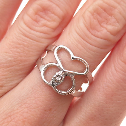 925 Sterling Silver Vintage Star of David Heart Ring Size 7.5