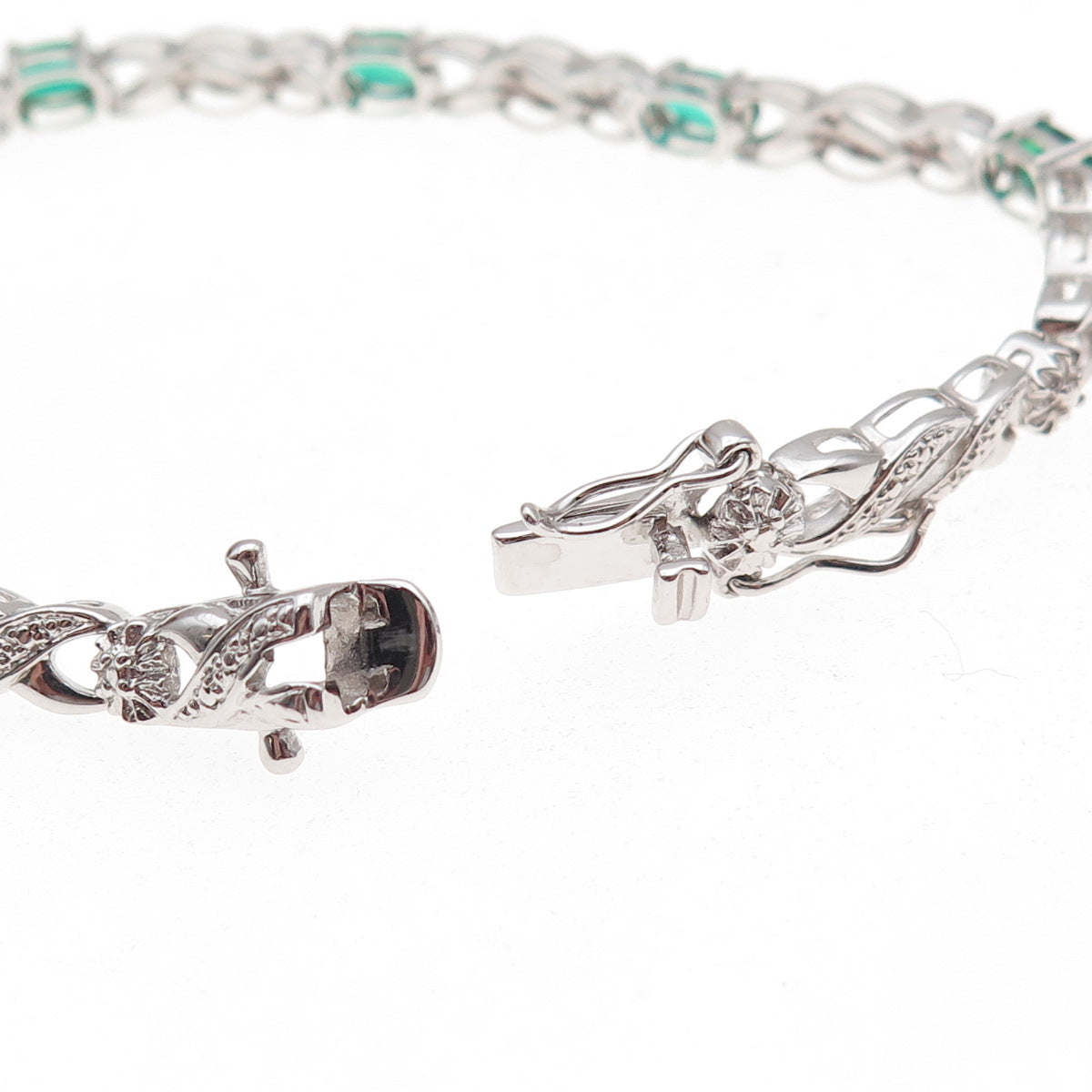 Han 925 Sterling Silver Real Chrome Diopside Infinity Link Bracelet 7.25"