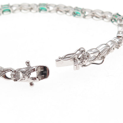 Han 925 Sterling Silver Real Chrome Diopside Infinity Link Bracelet 7.25"