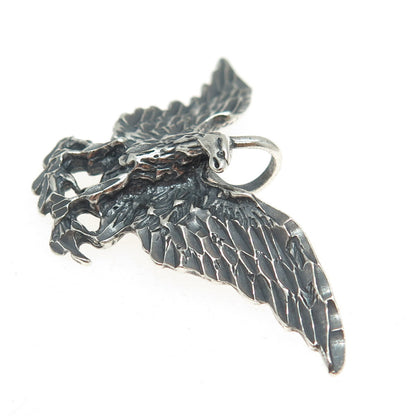 925 Sterling Silver Vintage American Eagle Oxidized Charm Pendant
