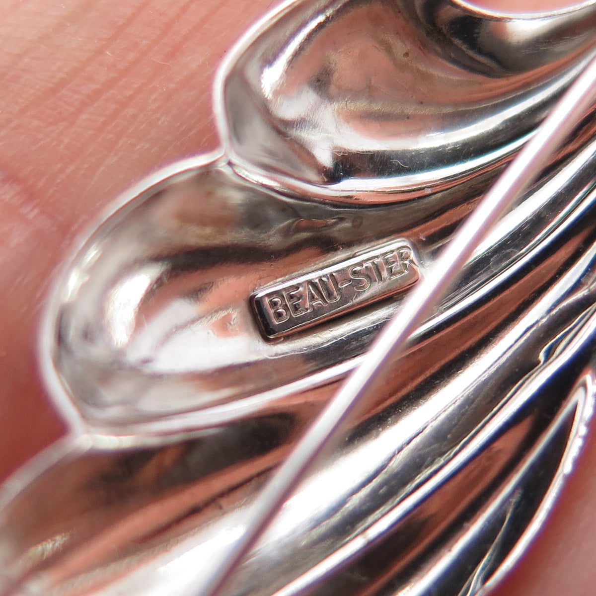 BEAU 925 Sterling Silver Vintage Modernist Wing Pin Brooch