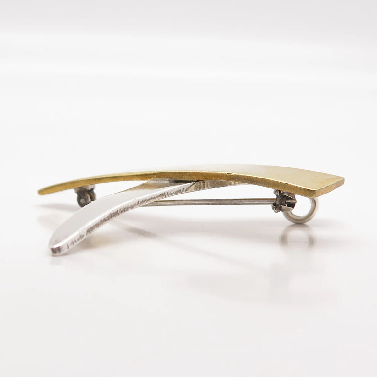 925 Sterling Silver 2-Tone Vintage Mexico Modernist Pin Brooch / Pendant