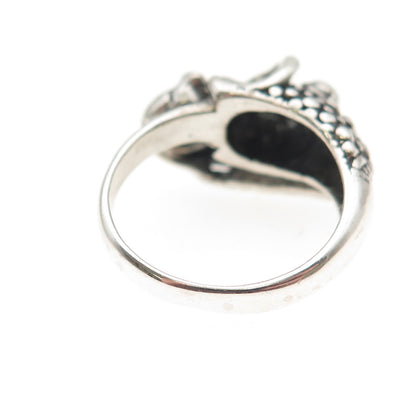 925 Sterling Silver Vintage Elephant Oxidized Ring Size 7