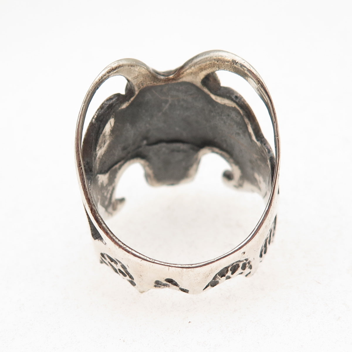 925 Sterling Silver Vintage Demon Skull Oxidized Ring Size 11