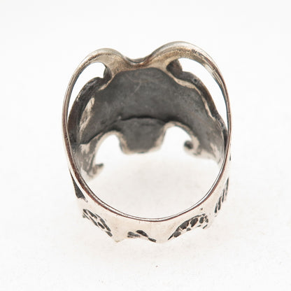 925 Sterling Silver Vintage Demon Skull Oxidized Ring Size 11