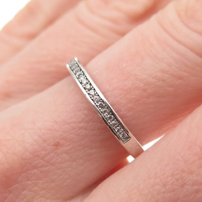 925 Sterling Silver Round-Cut C Z Half Eternity Stackable Band Ring Size 6.75