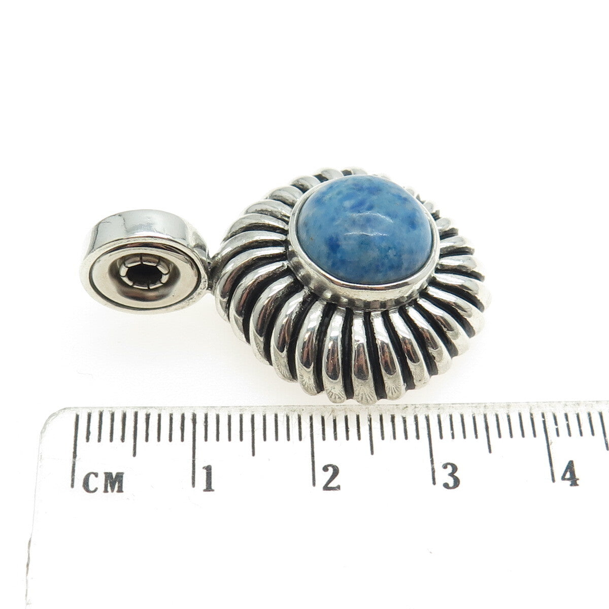 ESPO SIG Joseph Esposito Sterling Silver Vintage Real Denim Lapis Snap Pendant