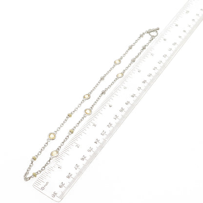 JUDITH RIPKA 925 Sterling Silver 18K Gold Canary C Z Station Chain Necklace 16"