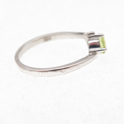 Nevada 925 Sterling Silver Vintage Real Oval-Cut Peridot Bypass Ring Size 6.5