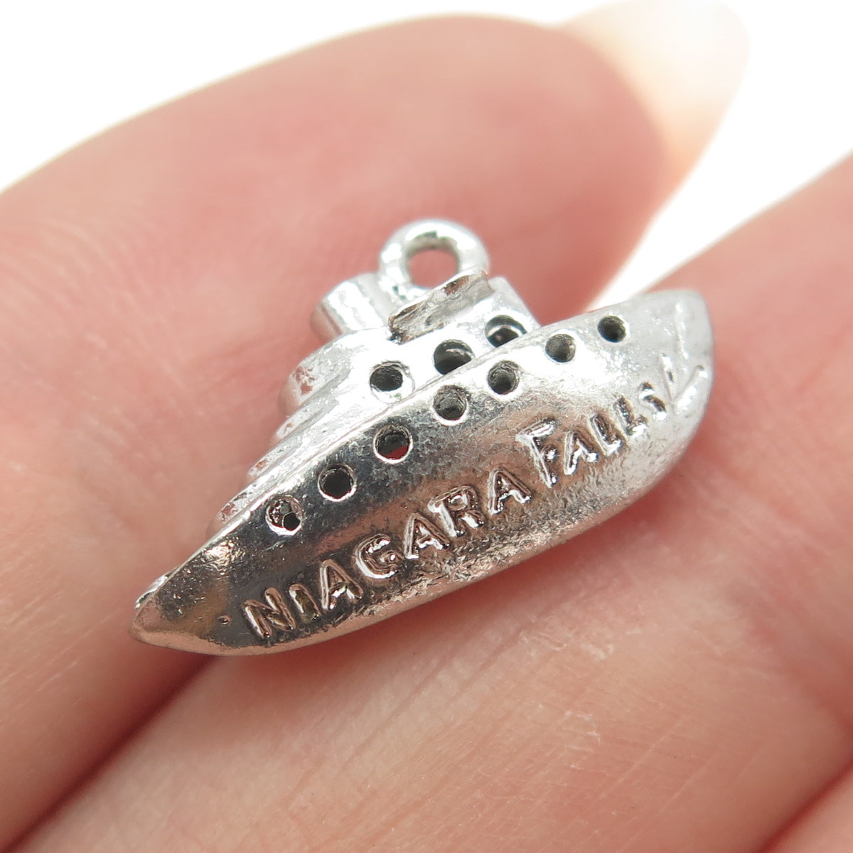 925 Sterling Silver Vintage "Niagara Falls Canada" Liner Ship 3D Pendant