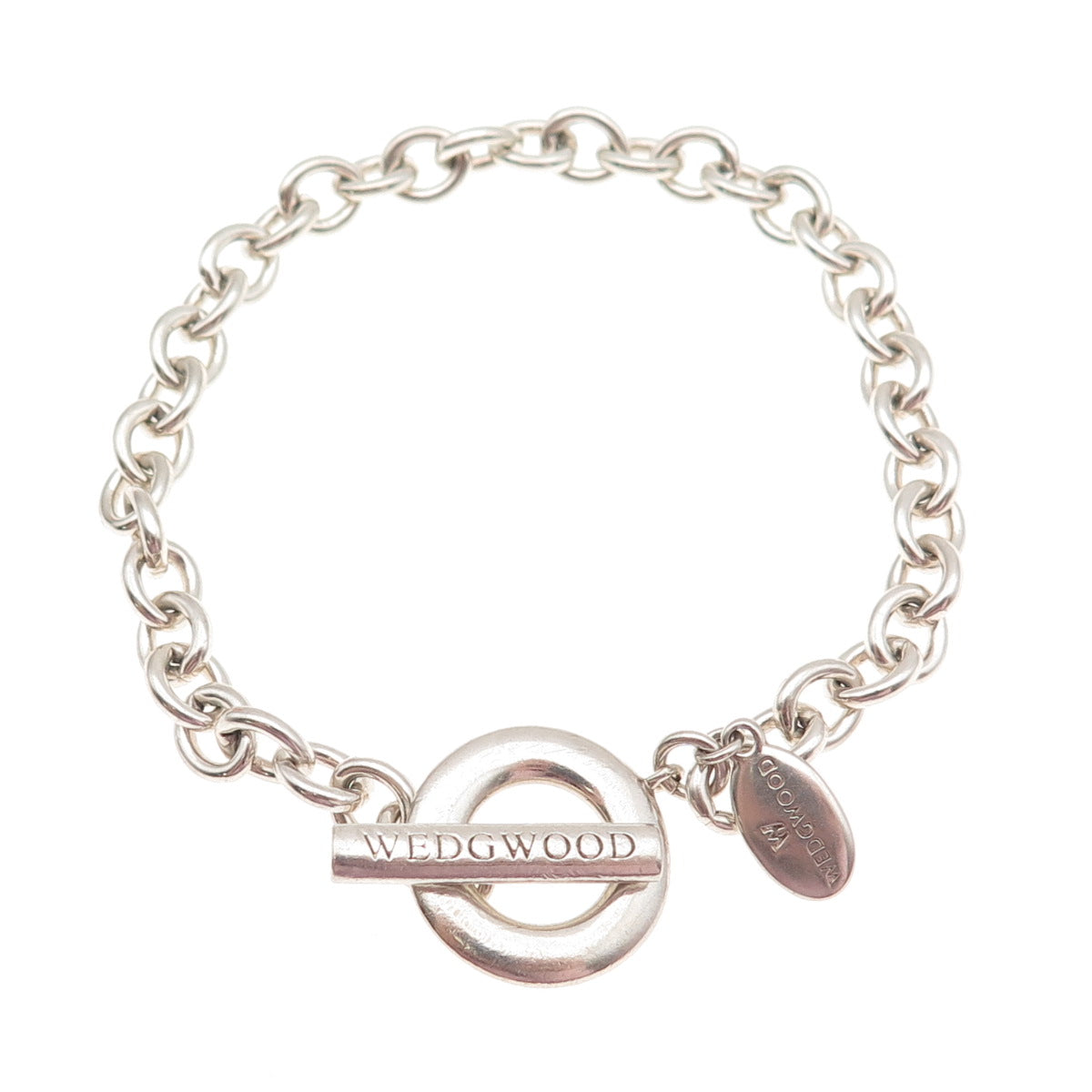 Wedgwood 925 Sterling Silver Vintage Cable Link Bracelet 6.75"