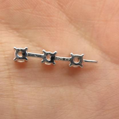 925 Sterling Silver Vintage C Z Wand Pendant