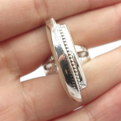 925 Sterling Silver Vintage Real Shell Modernist Ring Size 6.75