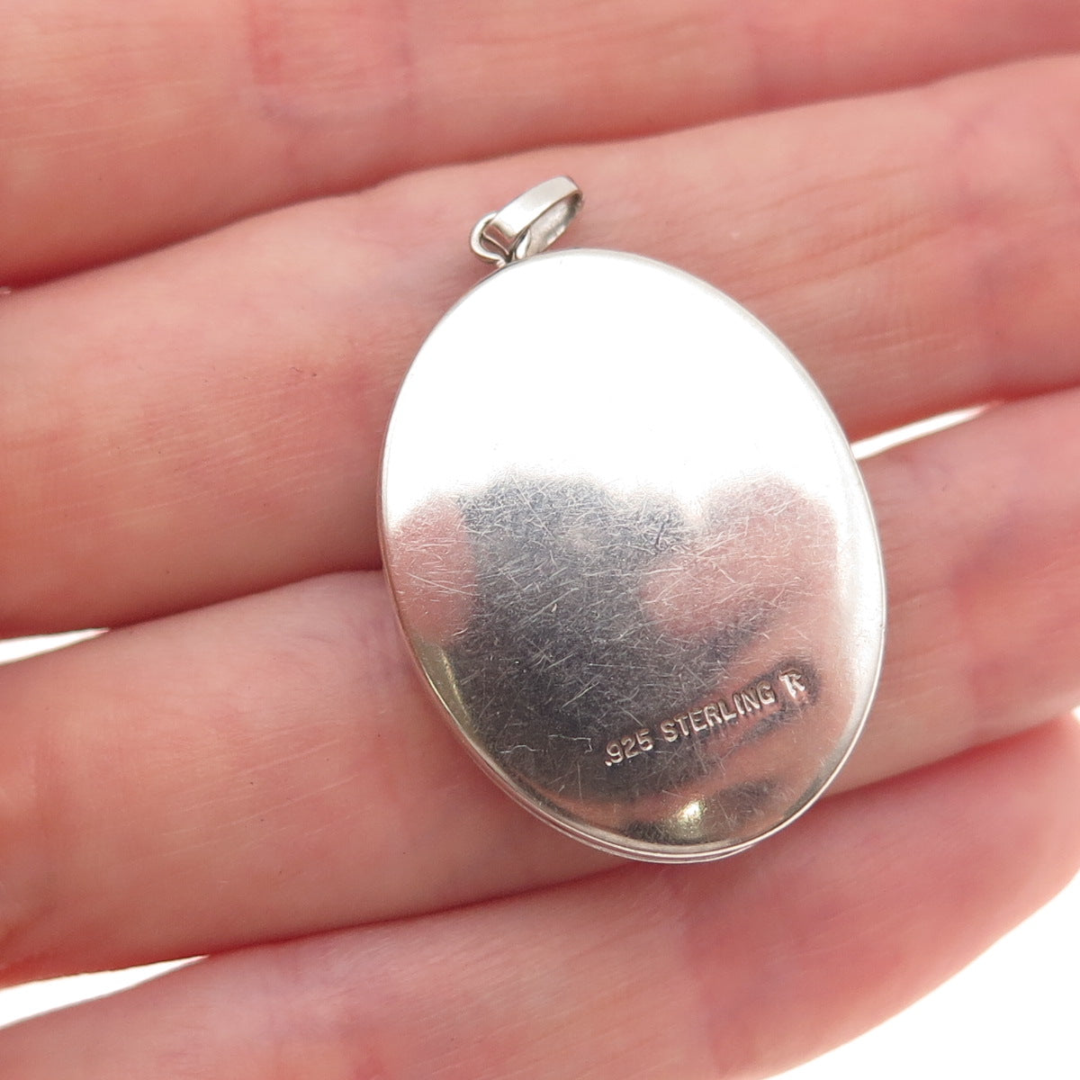Tru-Kay Sterling Silver Vintage Real Diamond Accent Floral Locket Charm Pendant