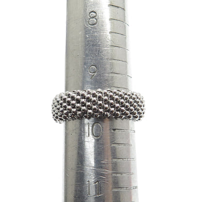 925 Sterling Silver Italy White Topaz & Citrine Gemstone Beaded Ring Size 9.75