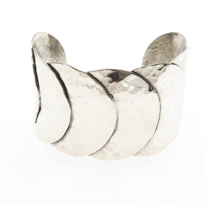 Alfred Karram Sterling Silver Vintage Modernist Hammered Adjustable Bracelet 7"