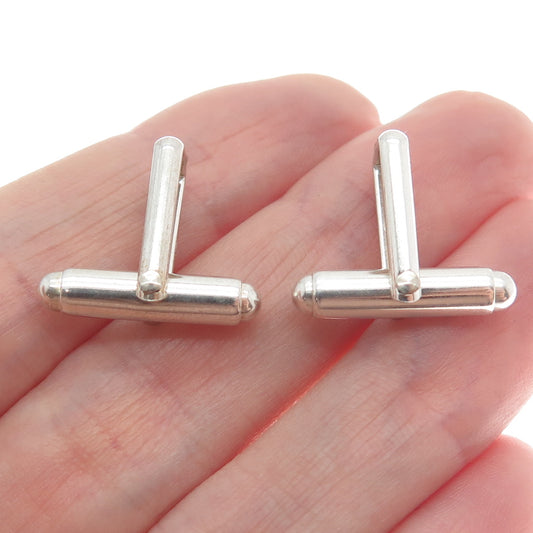 Old Stock 925 Sterling Silver Vintage SET of 8 Pair Round Bullet Cufflink Backs