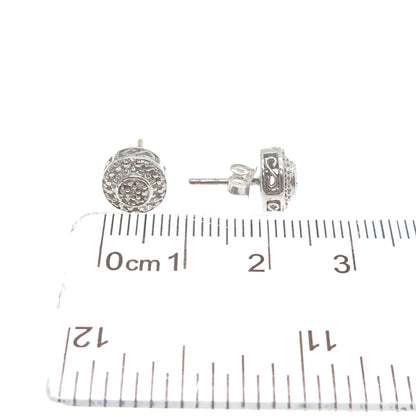 925 Sterling Silver Real Round-Cut Diamond Stud Earrings
