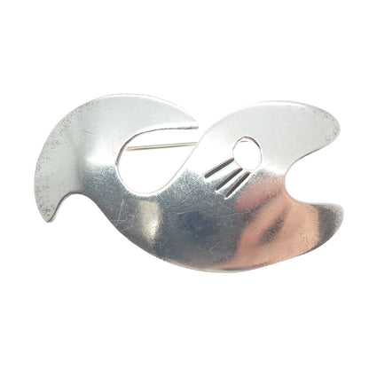 925 Sterling Silver Vintage Mexico Modernist Whale Pin Brooch