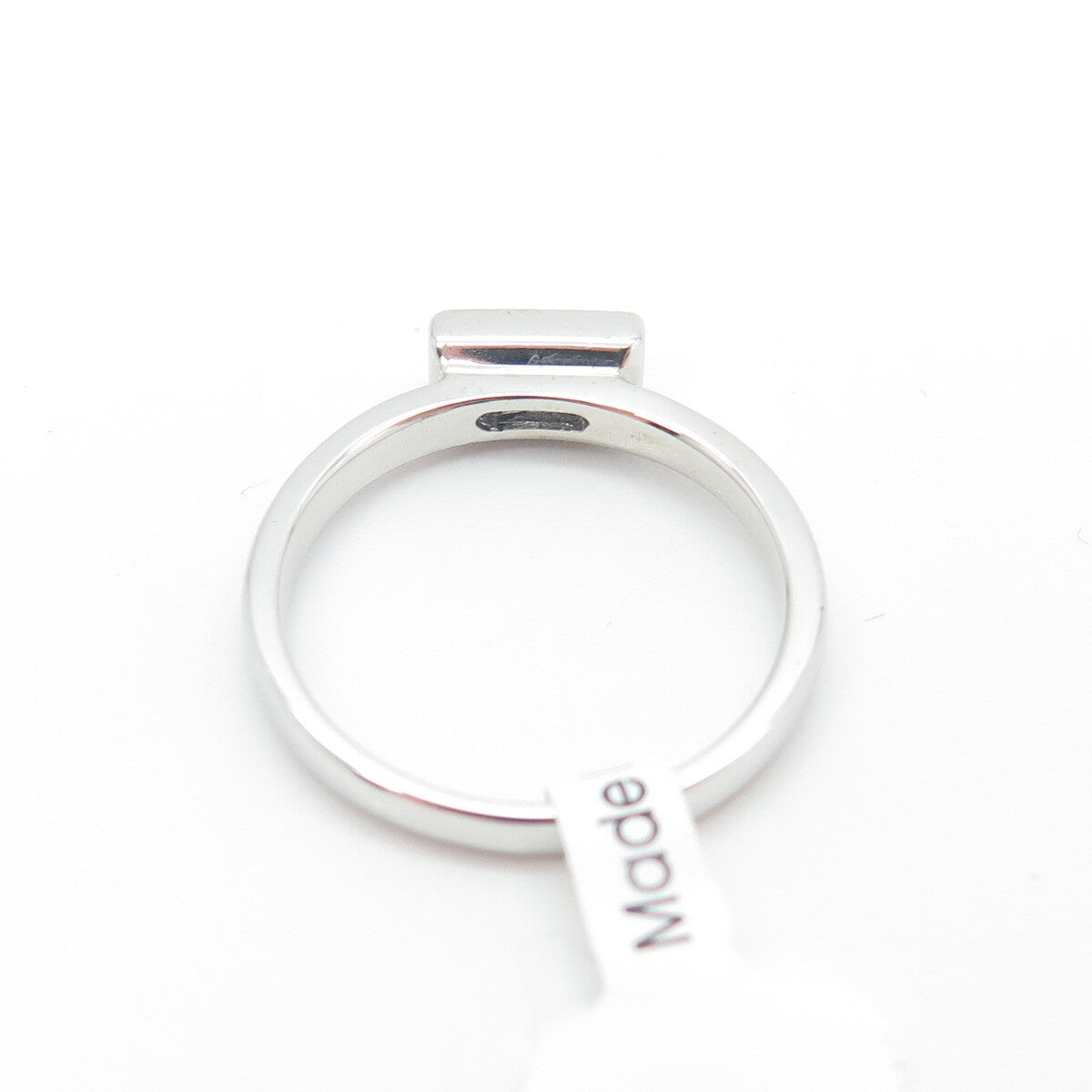 925 Sterling Silver Baguette-Cut Shaped Blue C Z Ring Size 5.75