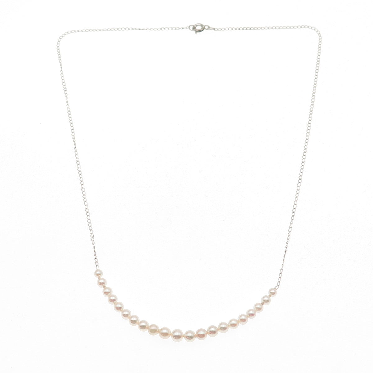 925 Sterling Silver Vintage Real Pearl Curb Chain Necklace 18"
