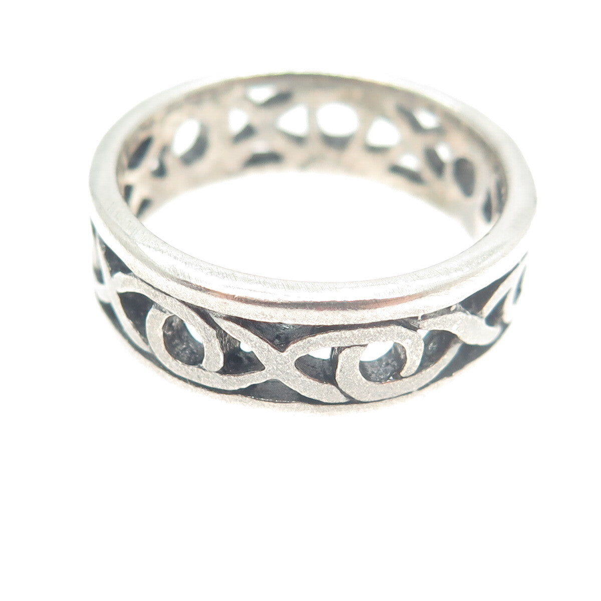 925 Sterling Silver Vintage Infinity Link Band Ring Size 9.5