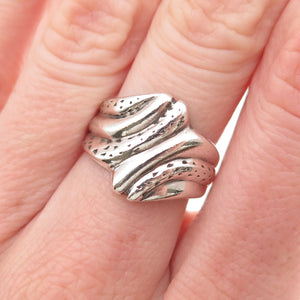 925 Sterling Silver Vintage Modernist Bypass Ring Size 6
